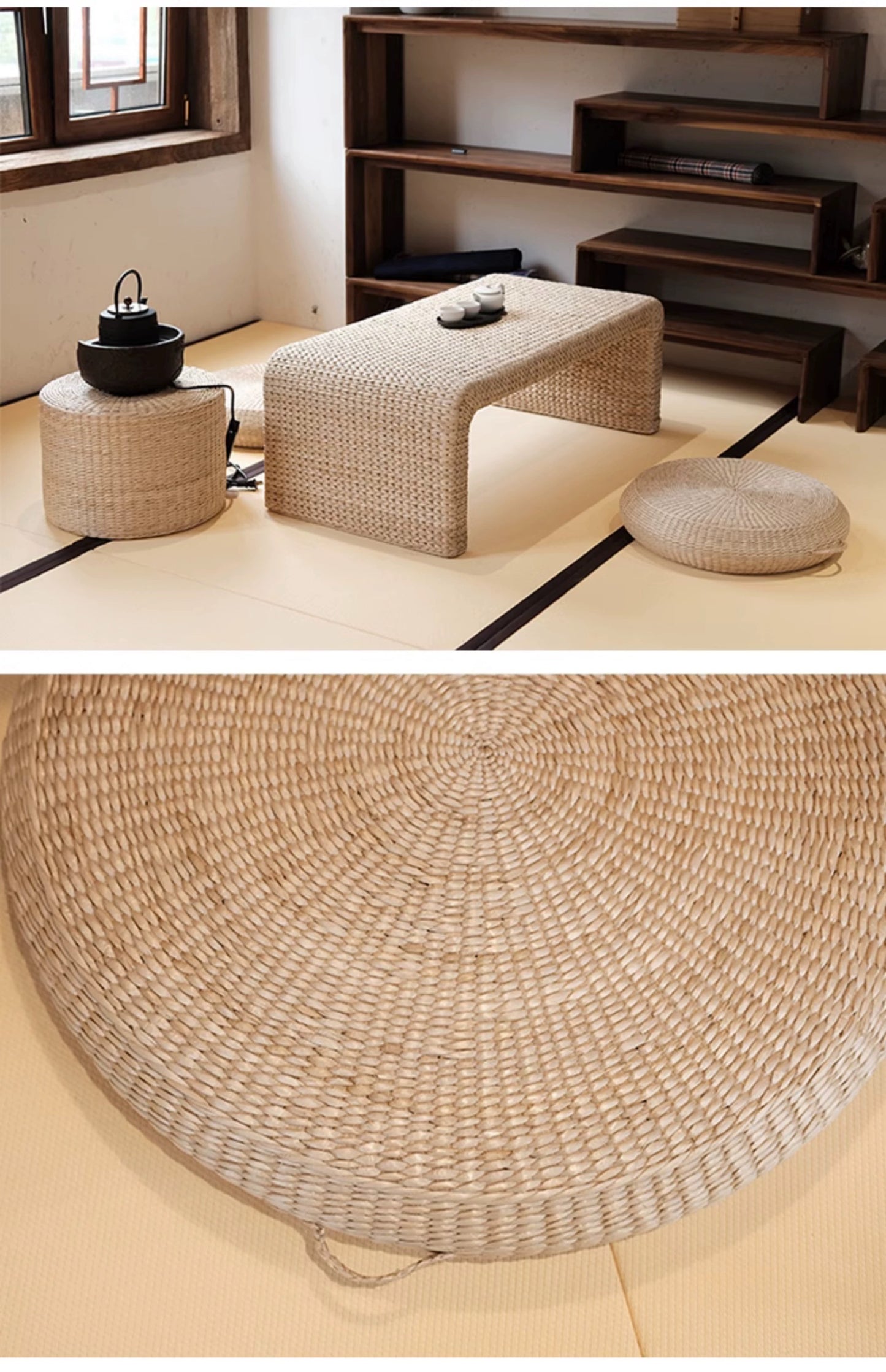 Grass Weave Thickened Meditation Cushion